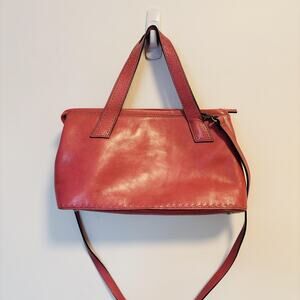 Fossil Bag Womens Pink Leather Y2K Top Handle Medium Crossbody Purse Handbag